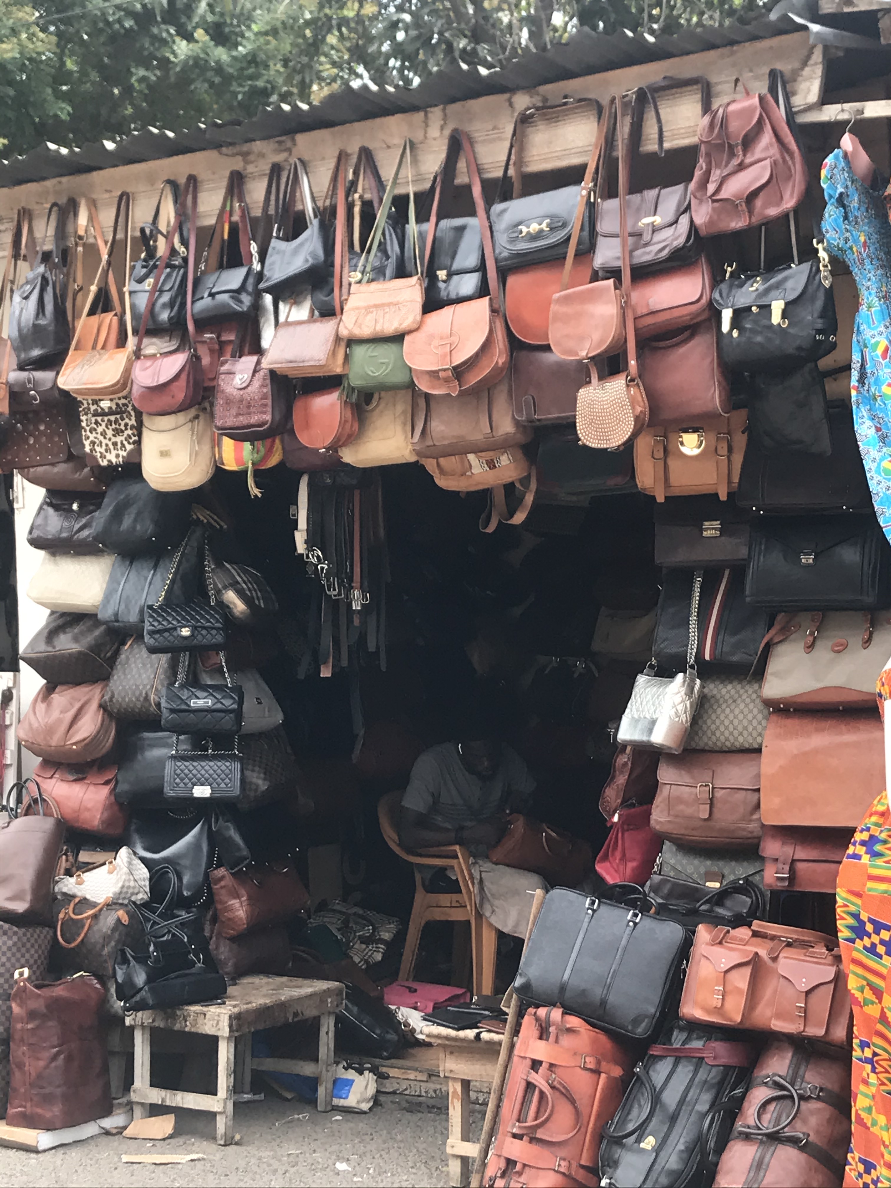 Leather handbags for sale on Accra's Oxford Street