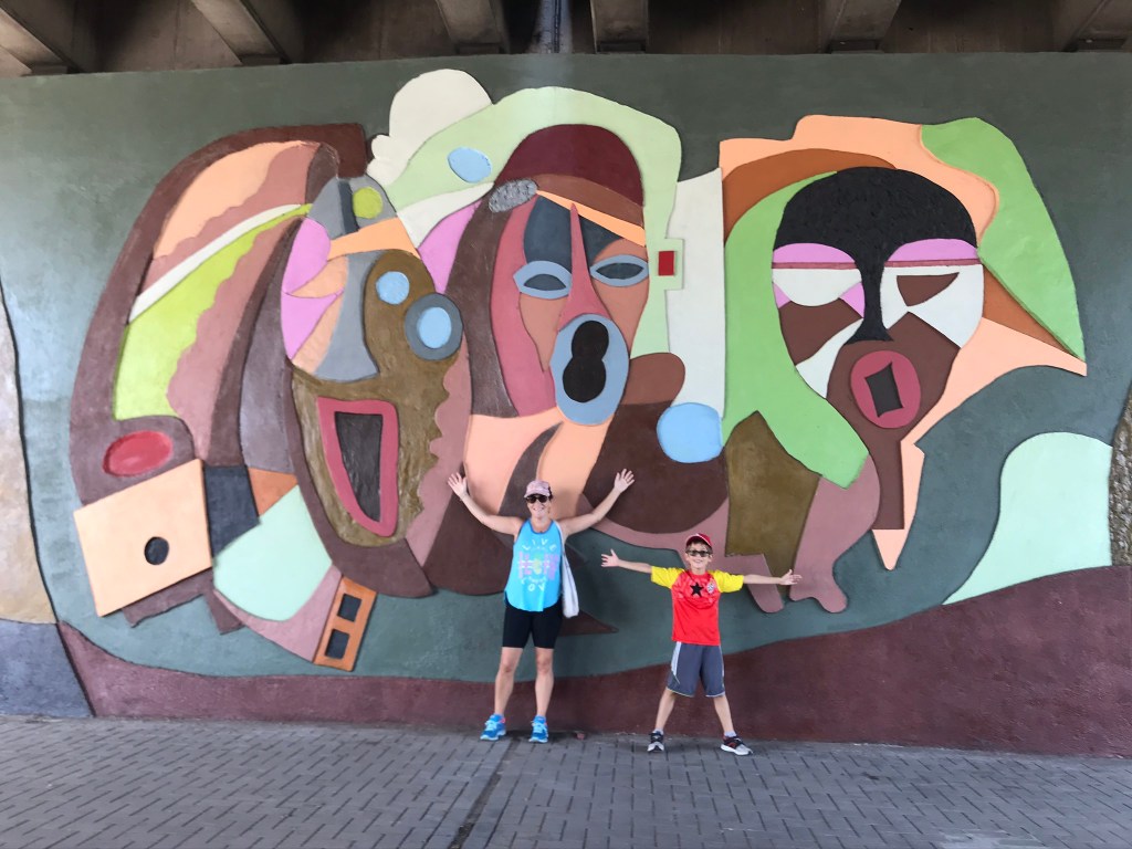 Ghana street art - A colourful 3D sculpture at the Ako Adjei interchange in Accra Ghana. 
