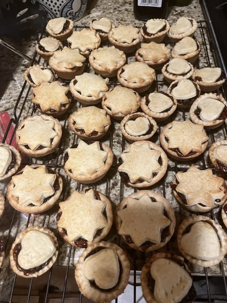 A tray of homemade mince pies straight from the oven
