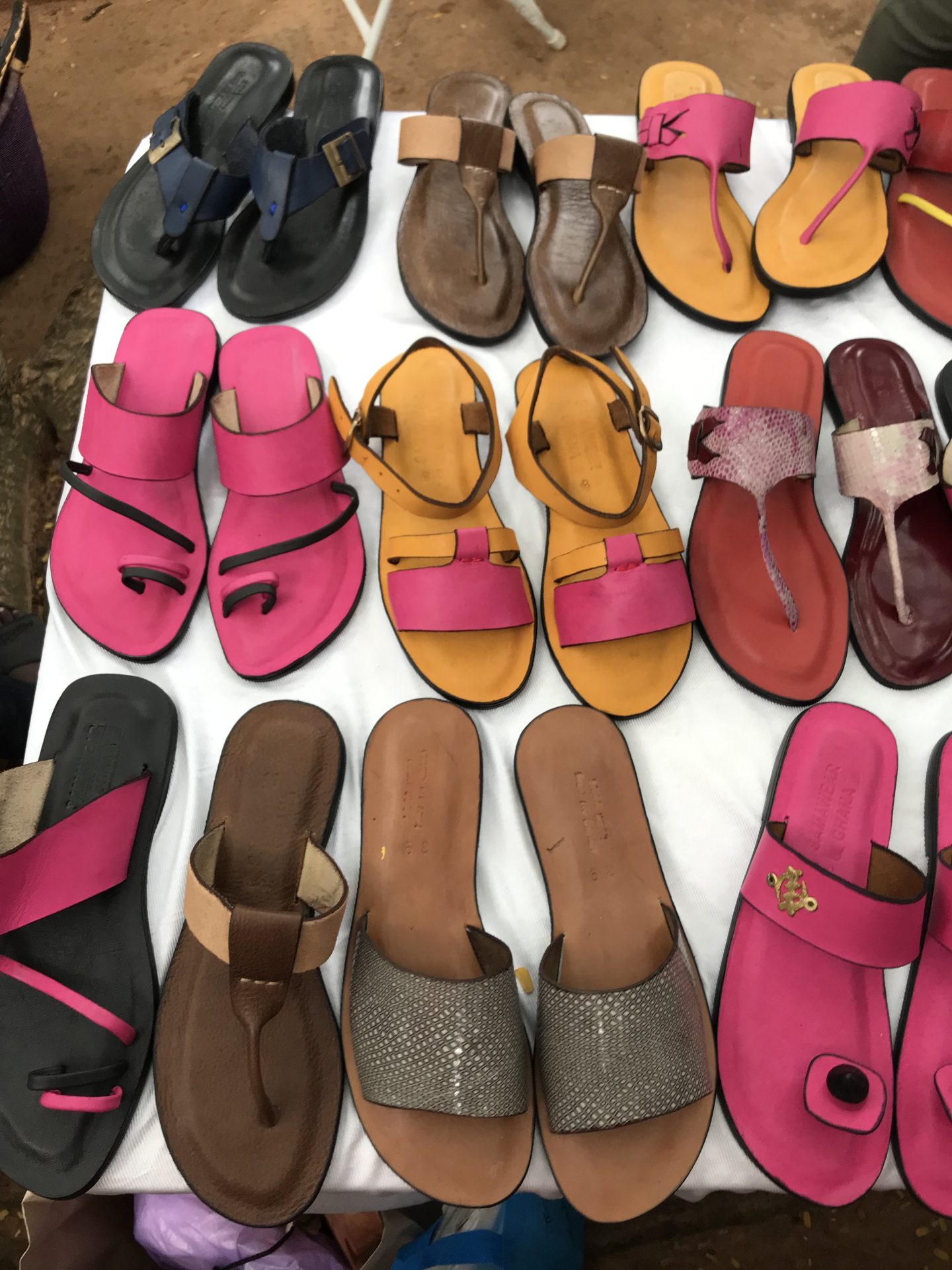 Leather handcrafted shoes at the Green Butterfly market