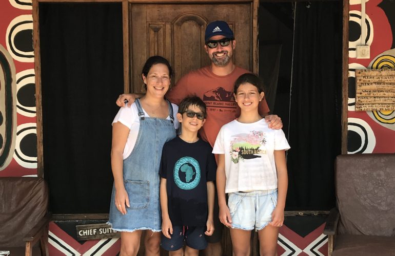 A family of four at Meet Me There African Lodge in Keta.