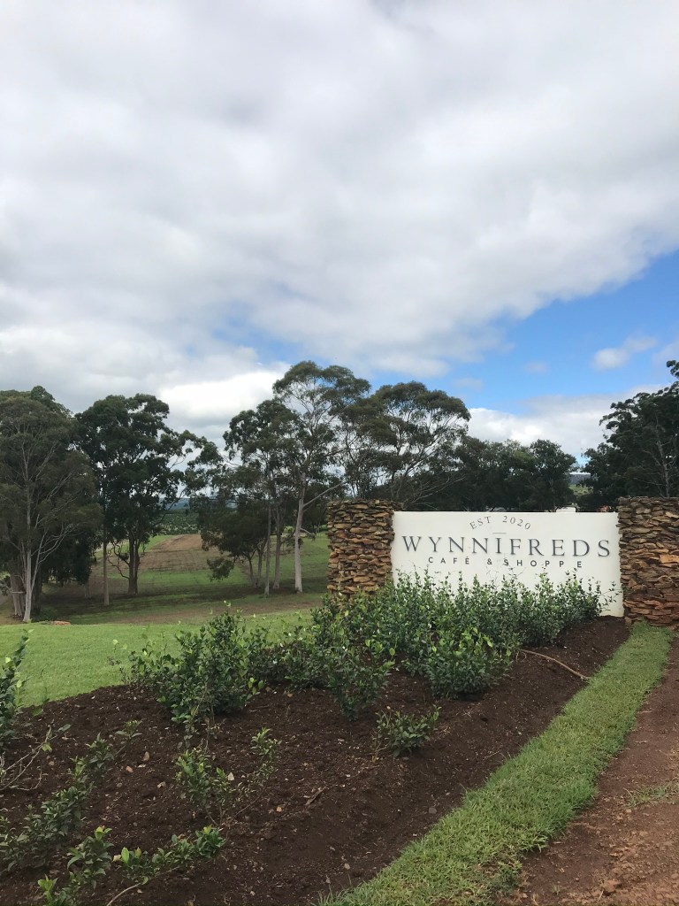 A stop at Wynnifreds for brunch. The entrance to Wynnifreds restaurant in Tala Valley