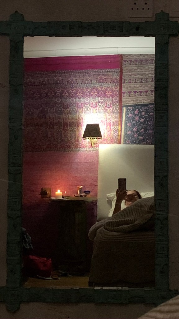 An overnight trip on the Midlands Meander - Crystal Barn accommodation - Indian saris cover the walls