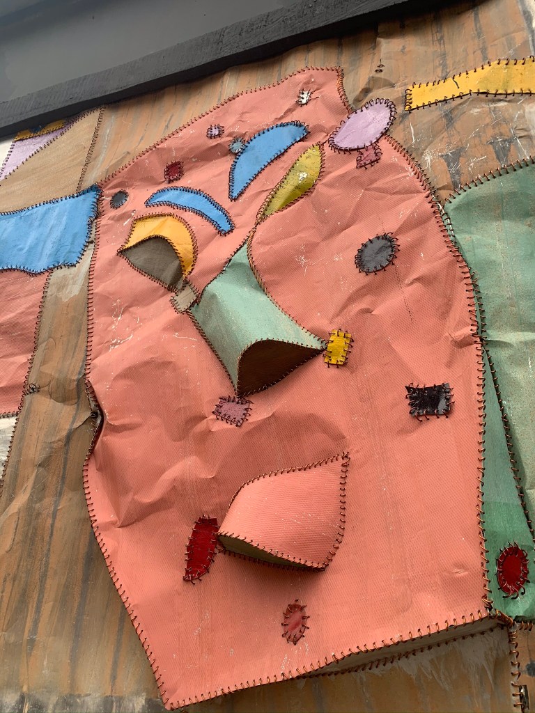 Ghanaian artist Tei Huagie's metal street art in Accra Ghana