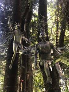 Metal angels fly in the trees at the Ammazulu Gardens and Sculpture Precinct