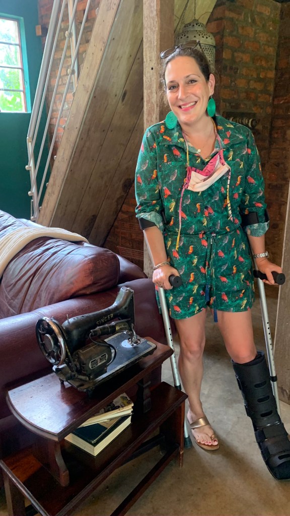 The reception of Crystal Barn accommodation with an old Singer sewing machine